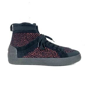 ASH Womens Ninja Sock Trainers Cashmere Tweed Knit Red Black Suede Trim Size 40